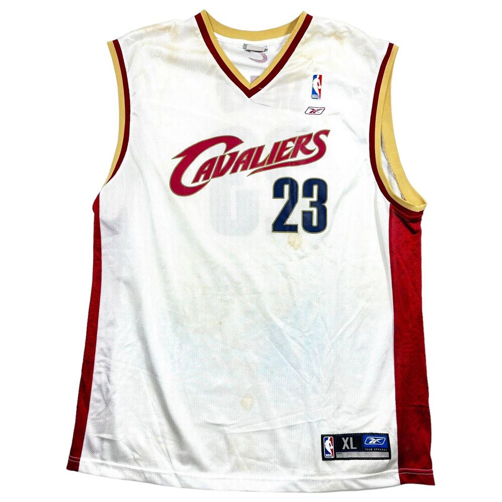 Reebok VTG Lebron James Cleveland Cavaliers #23 Red White Blue Basketball Jersey